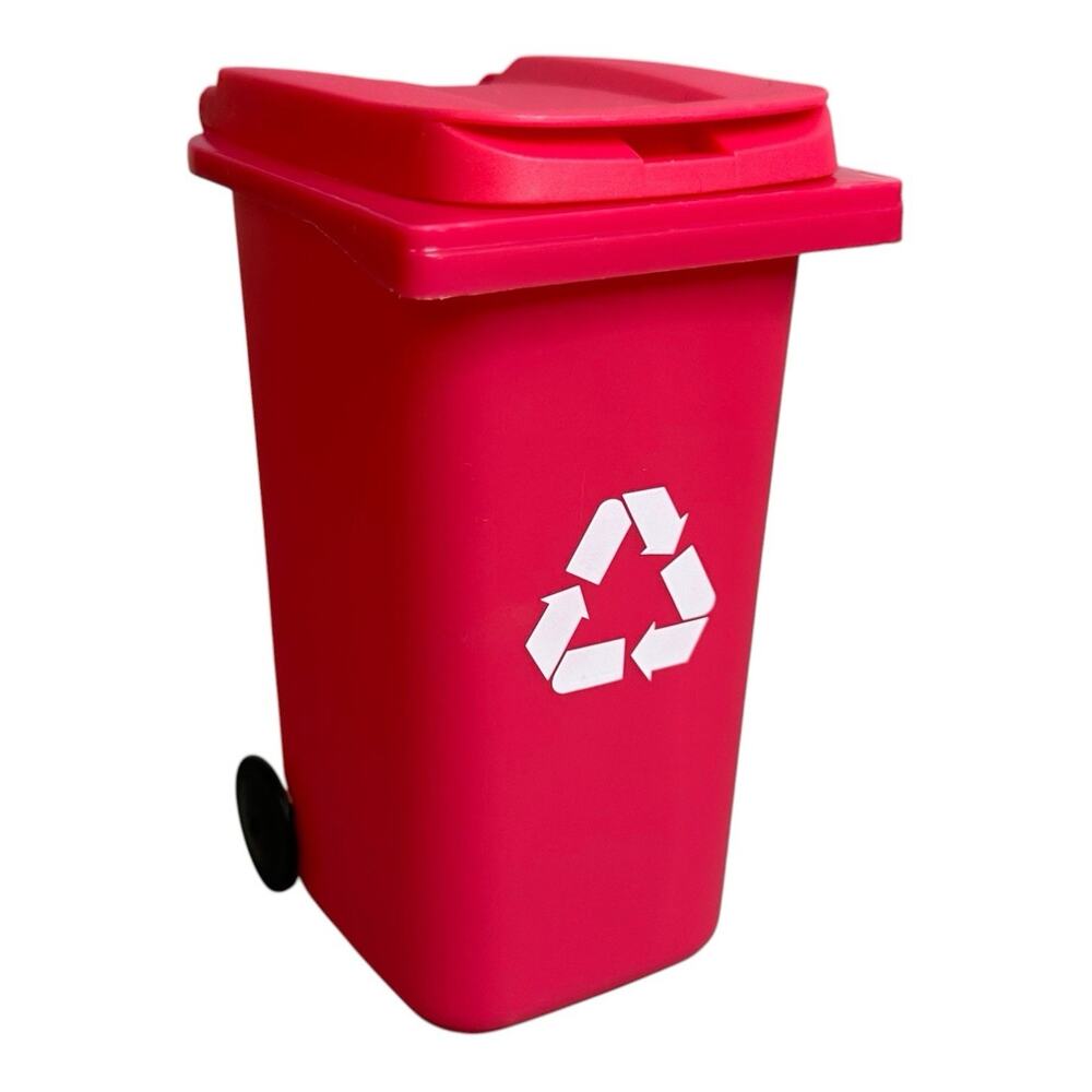 Mini Pink Trash Can Pencil Holder 6 inch Office Desk